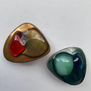 2 Vintage handmade glass and enamel brooch