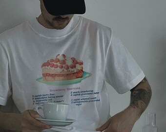 EU - camicia grafica per torta, camicie grafiche per torta di fragole da donna, t-shirt per torta, t-shirt estetica, camicia per torta vintage, abbigliamento Y2K, unisex