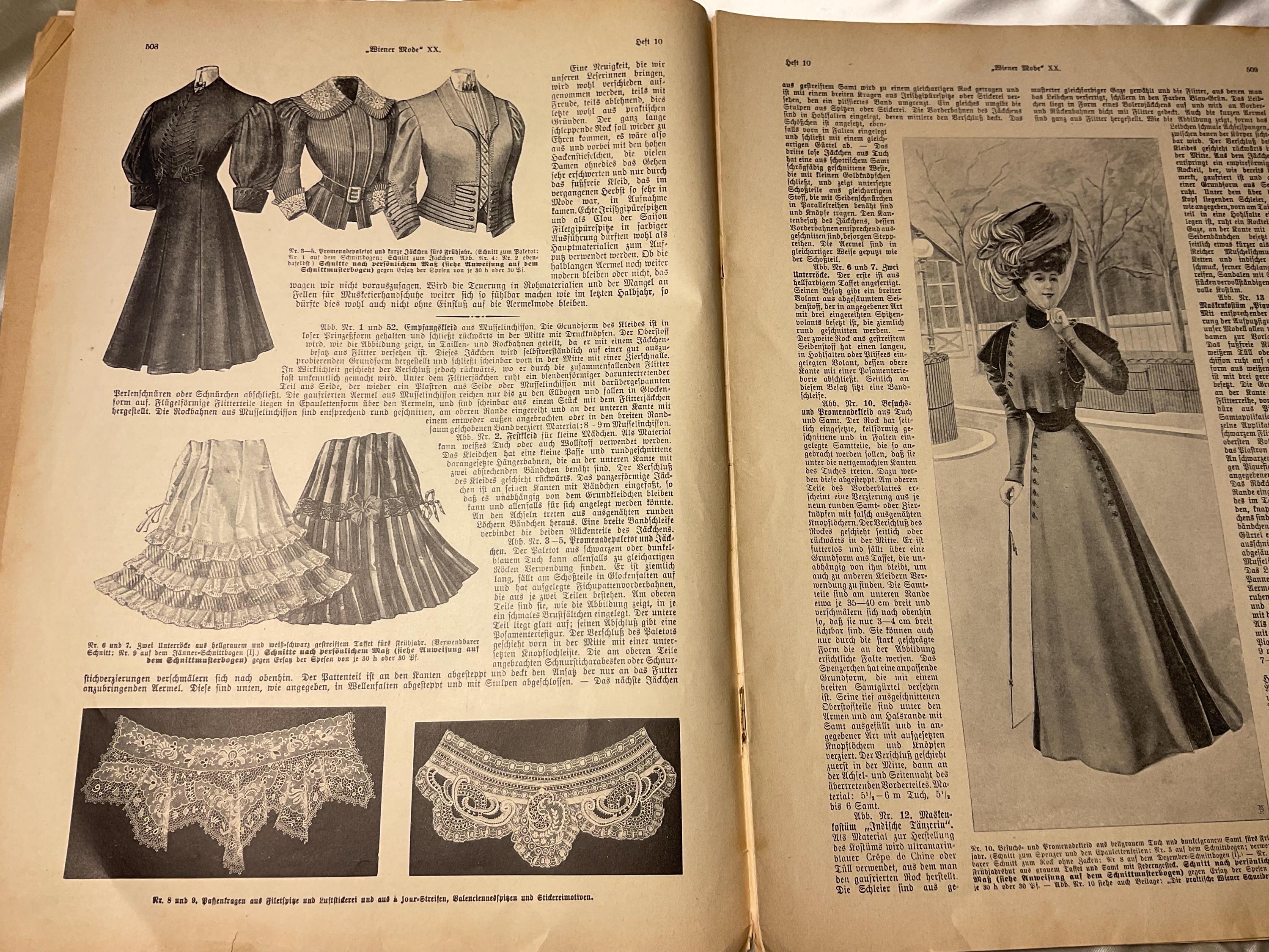 Wiener Mode Pattern Antique Wiener Mode Magazine 1907 (XX Jahrgang) With Sewing Patterns ...