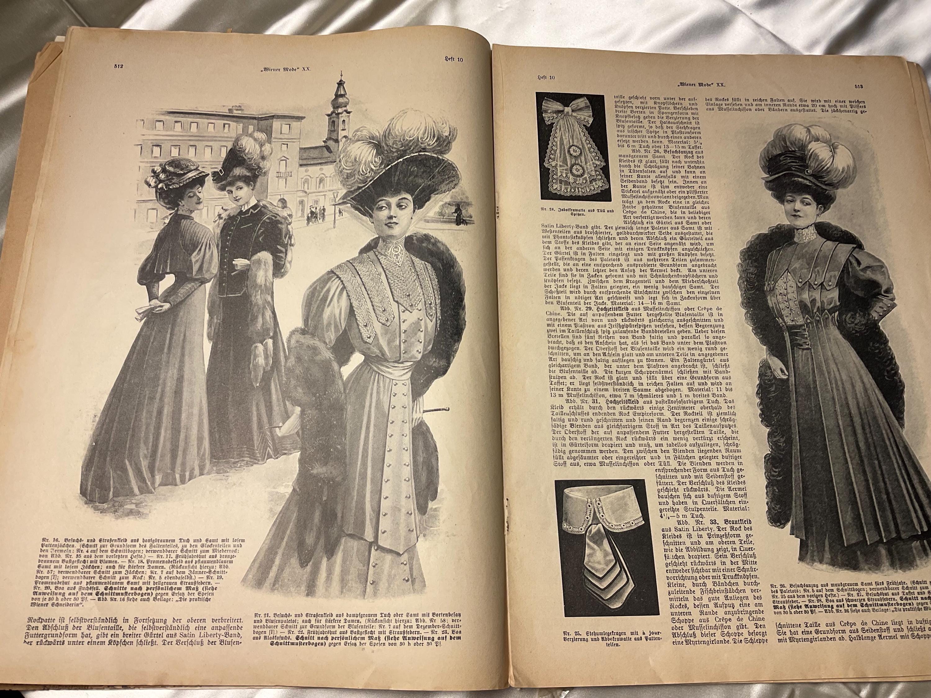 Wiener Mode Pattern Antique Wiener Mode Magazine 1907 (XX Jahrgang) With Sewing Patterns ...
