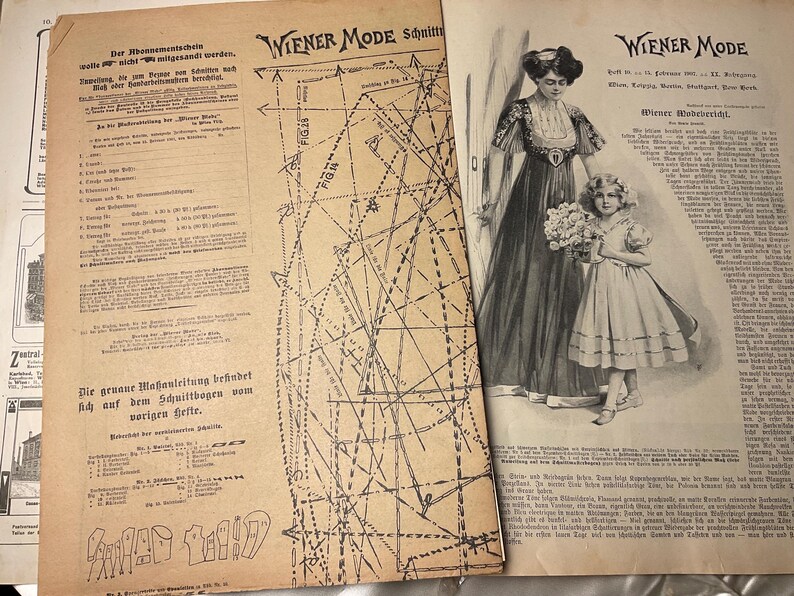 Wiener Mode Pattern Antique Wiener Mode Magazine 1907 (XX Jahrgang) With Sewing Patterns ...