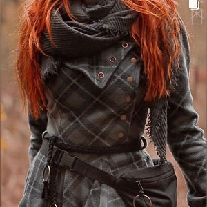 Karierte Fleece Decke Kleid: Grauer Maxi Duster mit Taschen