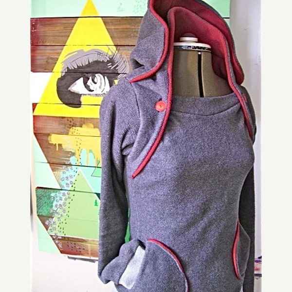 ON SALE This Week ONLY the Amazing Hoodie-- double collar hooded sweatshirt, buttoned versatility, pockets delight