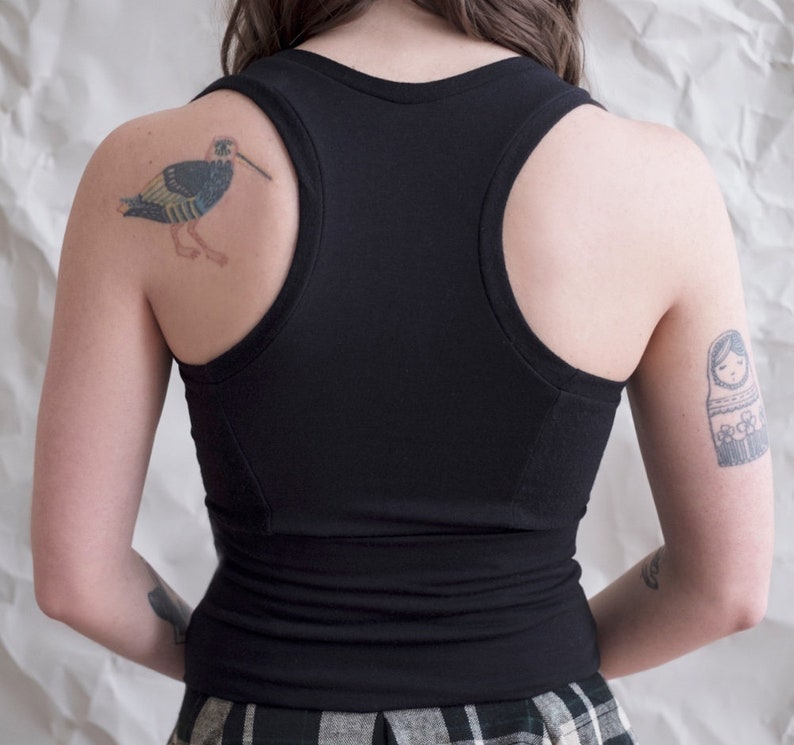 The Keyhole Tank-top. Stretchy Black Racerback Top With Built - Etsy