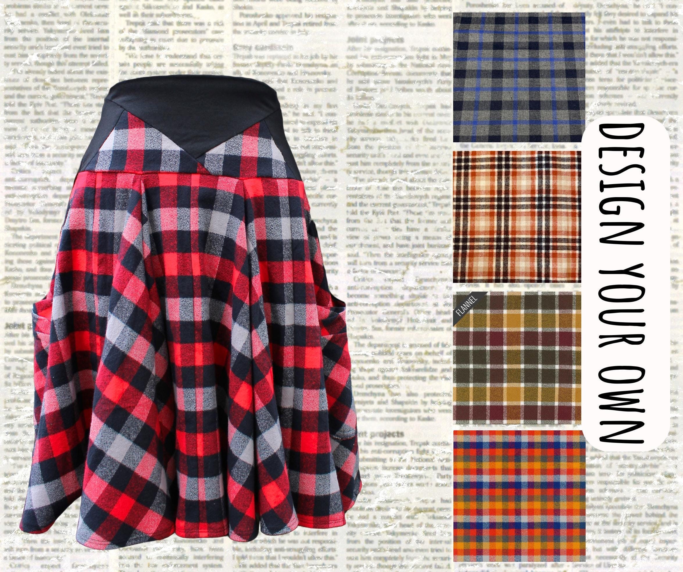 Design Your Own Plaid Flannel Pocket Skirt. This Listing is for the Skirt Picturedbut in Custom Fabrics of Your Choosing. Made to Order. Etsy