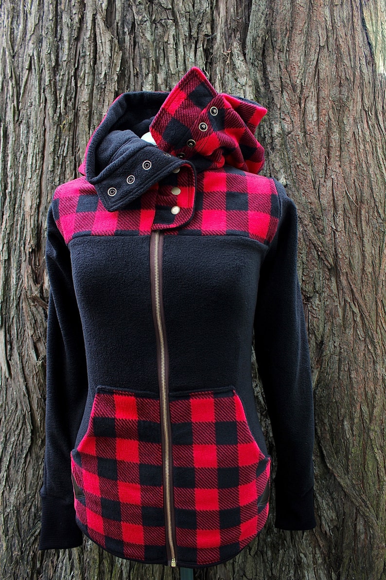black and red plaid hoodie