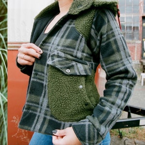 Handmade Plaid Sherpa Jacket: Vegan Fleece Hooded Coat