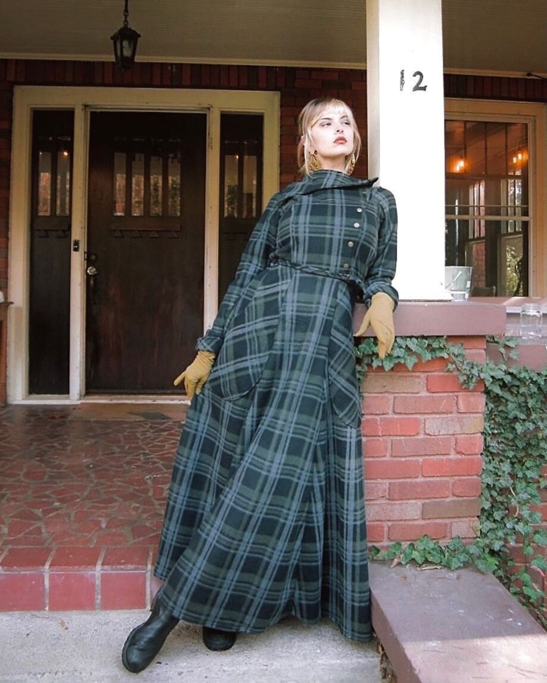 Plaid Fleece Maxi Dress: Handmade Winter Blanket Dress with Pockets Plaid Fleece Maxi Dress: Handmade Winter Blanket Dress with Pockets