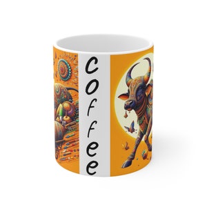 Kamadhenu indian coffee Mug 11oz, - Perfect for Bringing Prosperity with Every Sip!