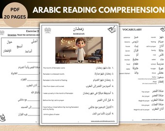 Fichas fáciles de comprensión lectora en árabe / Práctica para principiantes (PDF)
