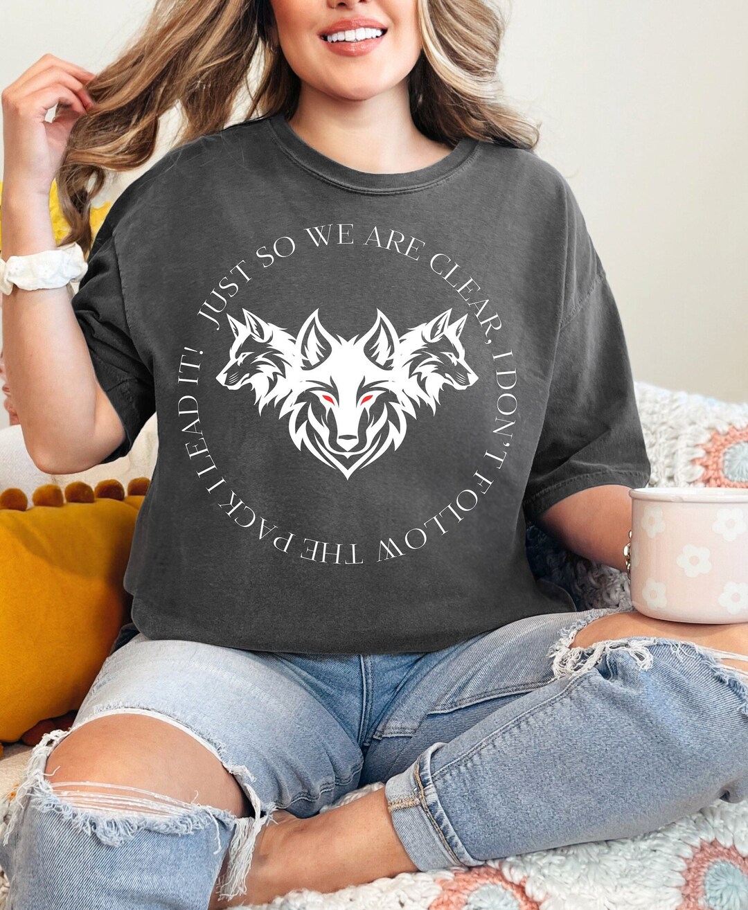 Wolf Graphic T-shirt Bold Nature Shirt Emo Silly Tee Wild Alpha Wolf ...