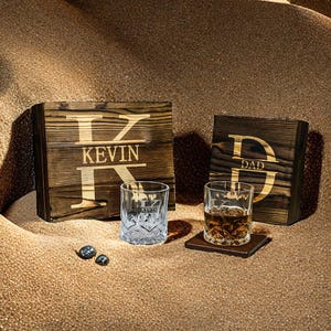 Customized Whiskey Glass Set,Housewarming Gift,Whiskey Gifts for Him,Whiskey Stone Box,Gifts for Male Whiskey Lovers,Whiskey With Box