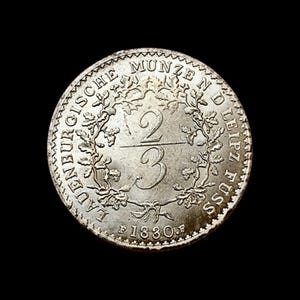Duchy of Saxe-Lauenburg (German States) 2/3 Thaler, King Frederick VI, Commemorative Souvenir coin. Silver plated
