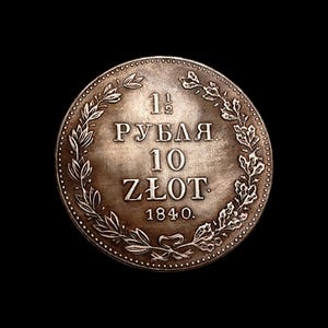 Reino de Polonia, 10 zlotys, 1834/1840 – Moneda del Congreso de Polonia, medalla histórica plateada de la época de la Polonia rusa