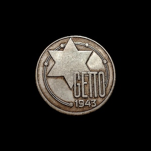 Polska 10 Mark Jewish Ghetto Coinage Al, Pamiątkowa moneta pamiątkowa. Posrebrzana