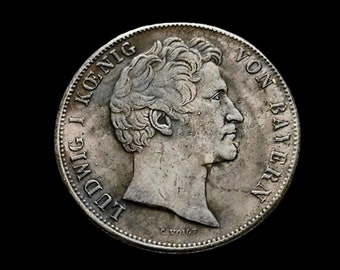 バイエルン王国 1837年 銀貨 ルートヴィヒ1世 肖像画と寓意的な