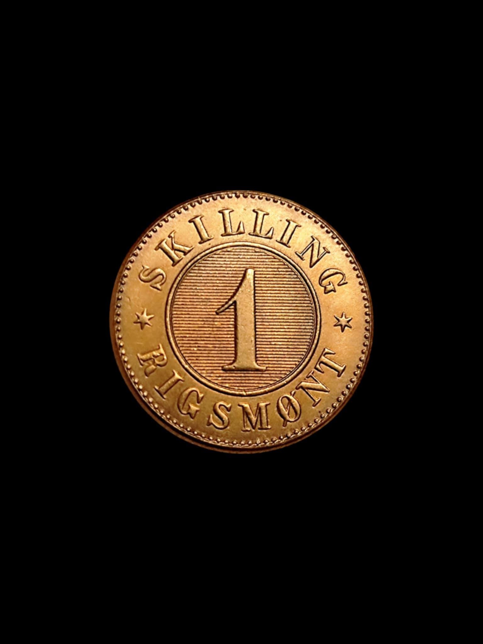 デンマーク 1 スキリング リグスモント、1867年 – 金メッキ記念土産コイン - Etsy 日本