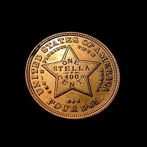 Moneta Stella del 1879 – Stati Uniti, 4 dollari, stile oro – “One Stella 400 Cents” da collezione commemorativa