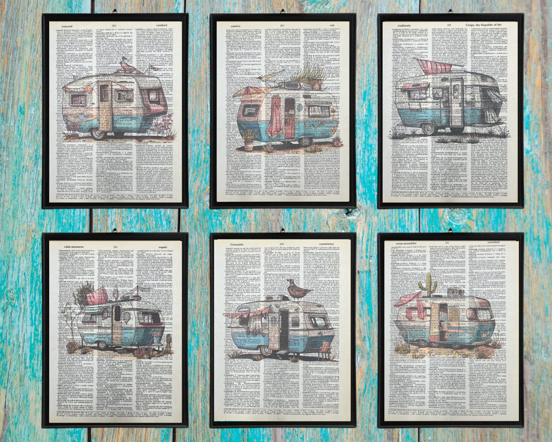 Vintage Camper Dictionary Prints Vintage Wall Art Retro Camper Decor ...
