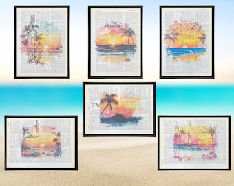 Beach Scenes Dictionary Prints Coastal Decor Wall Art Ocean Scenes Wall Decor Eco-Friendly Beach Prints Gift for Beach Lover
