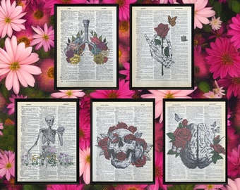 Dictionary Prints Anatomy Floral Art Wall Decor Medical Art Print Gift for Medical Students Gift for Doctors Gift for Nurses Office Decor