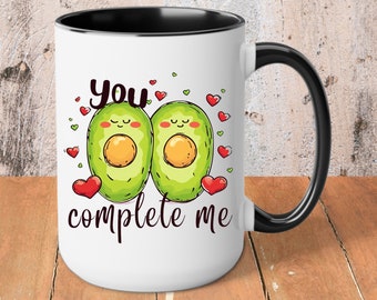 Avocado Coffee Cup You Complete Me Coffee Mug Cute Couple Boyfriend Girlfriend Avocado Coffee Cup Gifts I Love You Gift