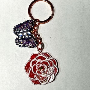 Rose with Butterfly Keychain