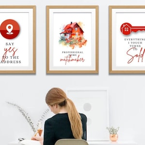 Real Estate Posters, Real Estate Quotes, 3pc Set Printable Wall Art, Realtor Office Decor, Real Estate Agent Quotes, Instant Download