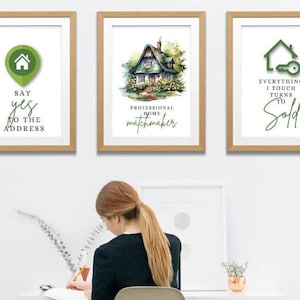 Real Estate Posters, Real Estate Quotes, 3pc Set Printable Wall Art, Realtor Office Decor, Real Estate Agent Quotes, Instant Download