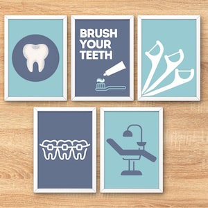 Dentist Clinic Art, Dentistry Office Wall Art, Orthodontics Surgery, Dental Artwork, Medical Teeth Posters, Set of 5 Prints