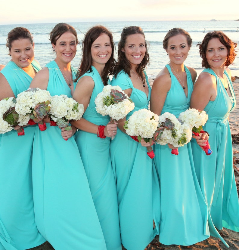 Upscale Tailored Infinity Dress Multiway Convertible Dresses Wedding Free swatches Rosegold Blush Rose Taupe Sage Dusty Blue Made in USA