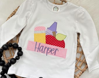 Girls School Shirt, Embroidered School Shirt, Girls Embroidered Shirt, Girls Custom Shirt, Girls Customized Back To School Shirt