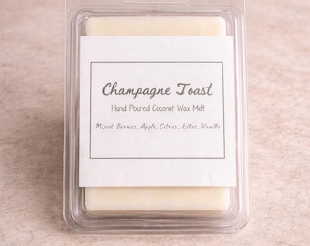 Champagne Toast Wax Melts | Hand Poured Coconut Wax Tarts | Berry, Apple, Citrus Fragrance