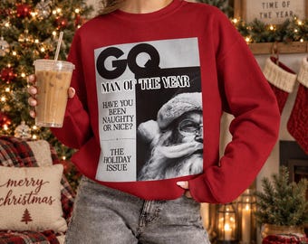 Man of the Year Christmas PNG, Santa GQ Inspired Shirt Design, Funny Christmas png, Santa Claus Sublimation Design, Holiday PNG