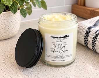 Chill Out Tallow Cream, Calming Body Butter, Lavender Chamomile Tallow Balm, Natural Moisturizer, Bedtime Self Care, 4 oz or 8 oz