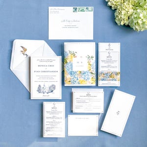 Invitación de boda personalizada, invitación de boda atemporal, boceto de lugar de celebración de bodas personalizado, ilustración personalizada, invitación de boda a medida, elegante
