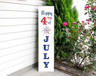 Happy 4th of July Front Porch Sign | Welcome Sign for Front Porch | Patriotic Porch Sign l Wood Porch Sign | Porch Decor | 4th of July Decor