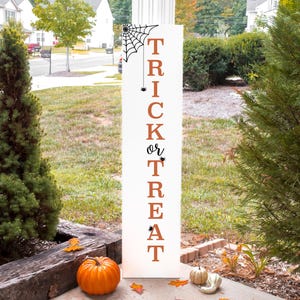 Trick or Treat Halloween Porch Sign | Halloween Welcome Porch Sign | Halloween Porch Leaners | Wood Welcome Sign