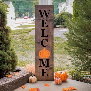 Welcome Fall Front Porch Sign | Hello Fall Porch Leaner | Fall Porch Decor | Hello Pumpkin | Fall Porch Sign