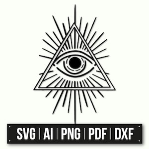 All Seeing Eye In Triangle | Mystical Eye Clipart | Spiritual Symbols | Ready To Print | Esoteric Art Design