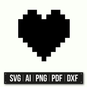 Pixel Art Heart | Black Heart SVG | Instant Download | Pixel Heart Vector | DIY Craft | Cricut Design | Love Symbol | Modern Art
