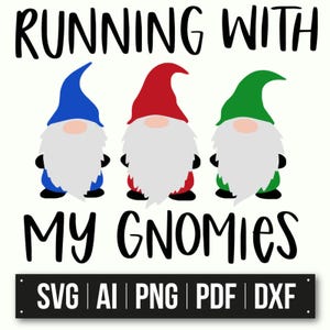 Hardlopen met mijn kabouters | Grappig kabouterontwerp | Kabouter-svg | DIY-knutselbestanden | Kabouter-clipart | Direct downloaden | Gnome Cut-bestand