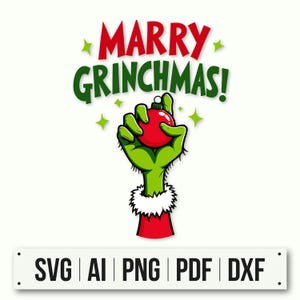 Grinch Hand Ornament SVG | Instant Download | Grinch Svg | Grinch Face and Hand with Ornament | Grinch Face Silhouette | Cricut Silhouette