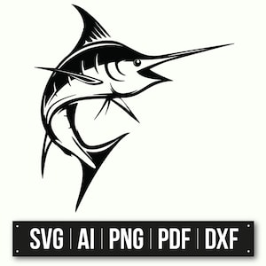 Marlin Fish Vector Art | Black And White Design | SVG Cut File | Nautical Theme | Ocean Life | Fishing Decor | Instant Download