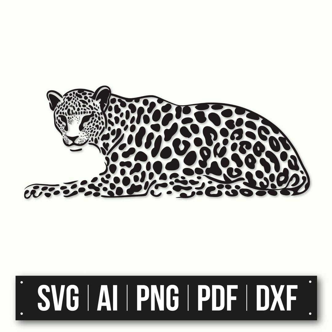 Leopard Outline Vector Design | Instant Download | Black and White SVG ...