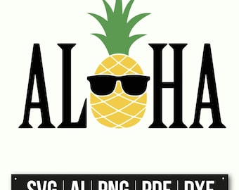 Aloha Ananas Kunst | Sommer Vibes | Tropisches Dekor | Lustige Grafiken | Strand-Thema | Sonnenbrille Ananas | Sofort Download