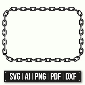Chain Frame Design | SVG Cut File | DIY Craft Supplies | Chain Clipart | Scrapbooking | Vector Art | Customizable Template | Home Decor