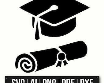 Graduation Cap And Diploma Vector Graphics | Instant Download | Graduation SVG | Academic Achievement Clipart | School Graduation Decor