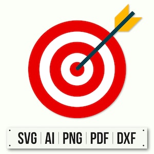 Target with Arrow SVG | Instant Download | Archery Target Board Digital Design | Shooting Range Printable Target | SVG Files for Cricut