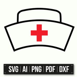 Medical Nurse Hat With Red Cross | Nurse Cap SVG | Instant Download | Nurse Hat Clipart | Medical Theme Art | Nurse Appreciation Gift